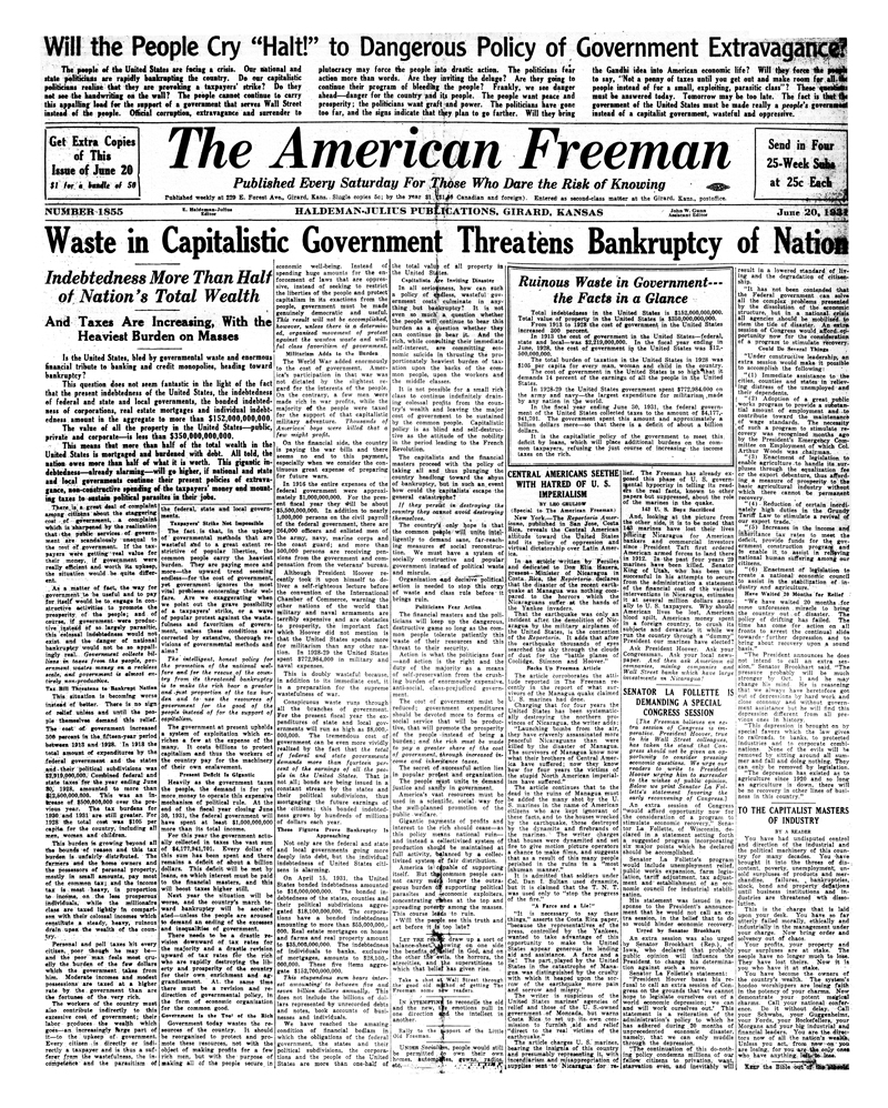 The American Freeman, Number 1855, June 20, 1931